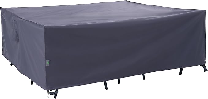 F&J Outdoors Heavy Duty Waterproof Anti-UV Rip-stop Fabric Extra Large Patio Furniture Covers, Grey, 180"x96"x36"
