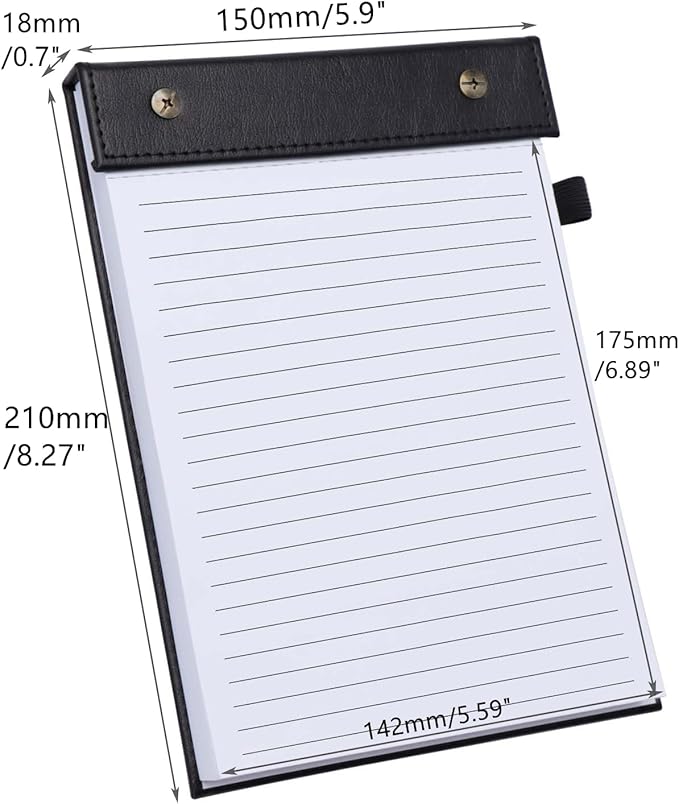 Mogoostry A5 Lined Planning Pads 5.9" x 8" Planner To Do List Memo Note Pads Screw Binding Writing Paperboard Notepad, 100 Sheets per Pack, Black