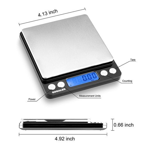 GDEALER Digital Pocket Kitchen Scale - Accurate 0.001oz/0.01g Measurement - Compact Stainless Steel, Black