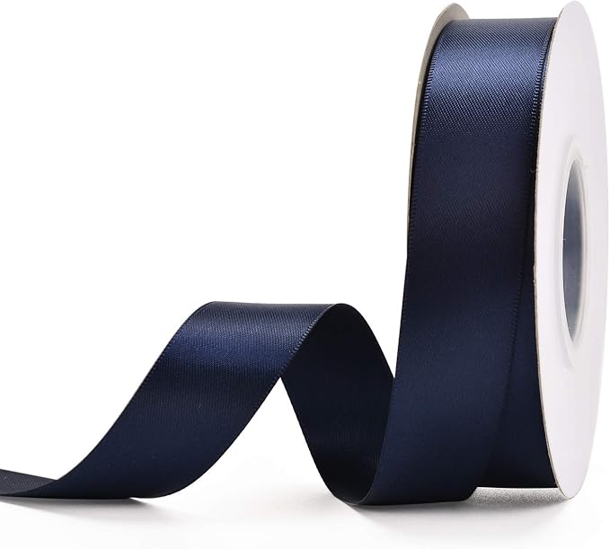 YAMA Navy Blue Double Face Satin Ribbon 7/8" 25 Yards Dark Blue Ribbon for Gift Wrapping Crafts Wreaths Hair Wedding Bridal Flower Bouquets Arrangement