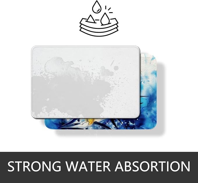 Feelyou Boho Bath Rugs 20"x32" Bohemian Aztec Bathroom Rugs Blue Traditional Exotic Tribal Bath Mats for Bathroom Women Men Girls Boys Soft Non Slip Boho Bathroom Accessoriess
