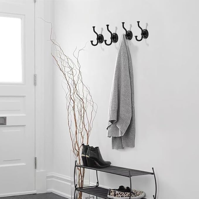 khtumeware 1 Pack 4-1/2 inch Zinc Alloy Vintage Wall Black Large Coat Hooks Suitable for Tile, Wood Board, Glass Walls, Bathroom, Entrance Hall, Kitchen, Multi-Functional Robe Hooks
