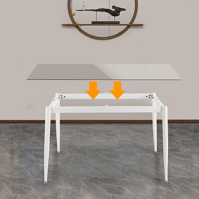 Modern Desk Frame,Industrial Metal Table Legs with Suction Cups,Desk Base for Marble,Glass,Wood Top,Furniture Legs for Home,Kitchen,DIY Bench Legs Coffee Table,Capacity 661.38lbs (White)