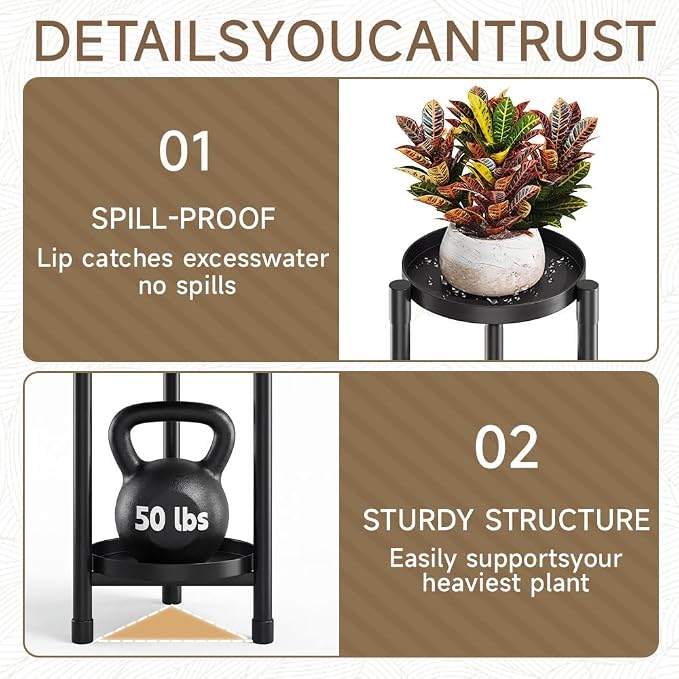 Plant Stand indoor outdoor - 2 Tier black Tall Metal Flower Pot Holder Potted Display Rack - Heavy Duty Corner Plant Shelf for Patio Garden Balcony Living Room Bedroom