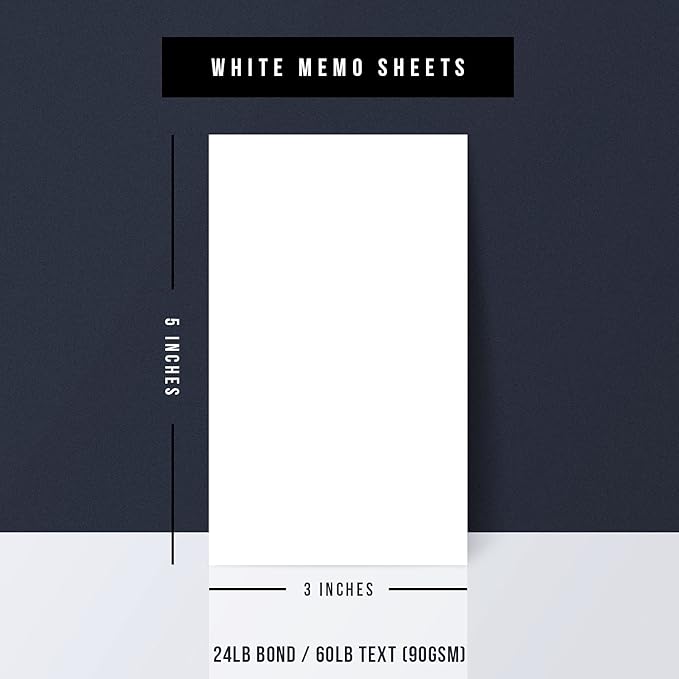 White Memo Sheets Paper – Perfect for Quick Notes, To-Do Lists and Reminders for School, Office and Business | 3 x 5 Inches | 24lb Bond / 60lb Text (90gsm) Paper | 250 Sheets per Pack