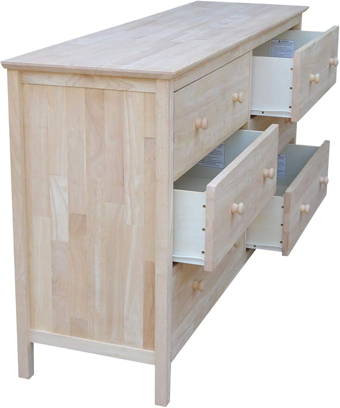 International Concepts Dresser with 6 Drawers, Unfinished