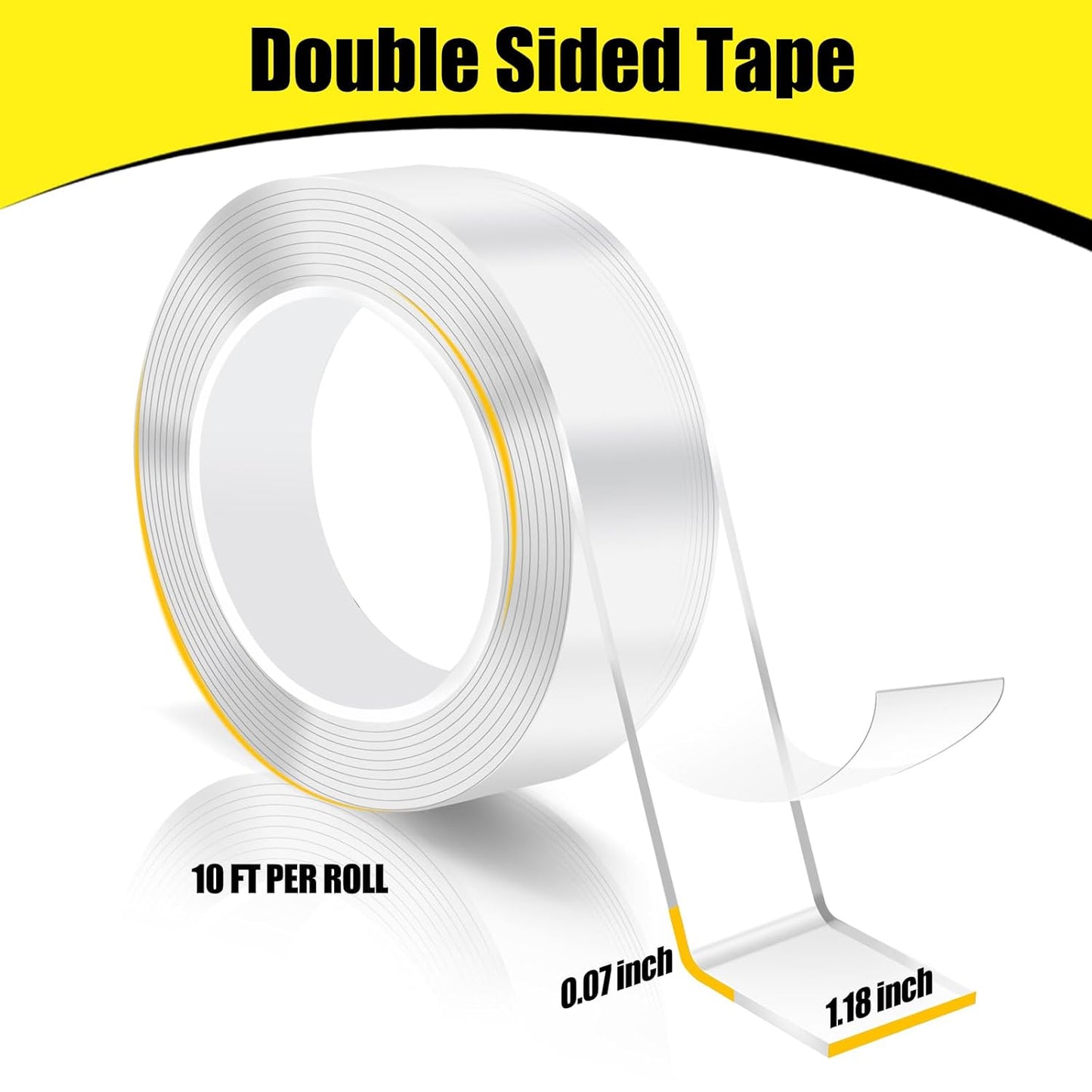 VUBOJO Double Sided Tape - Heavy Duty Removable Nano Adhesive | 3 Rolls, 360" x 1.18" (30FT)
