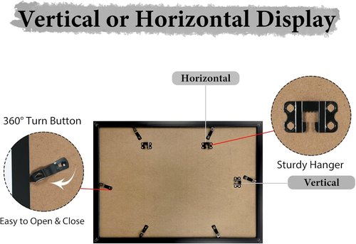 HORLIMER 4x6 Picture Frame Set - 9 Openings Multi Photo Collage in Black for Versatile Wall Display