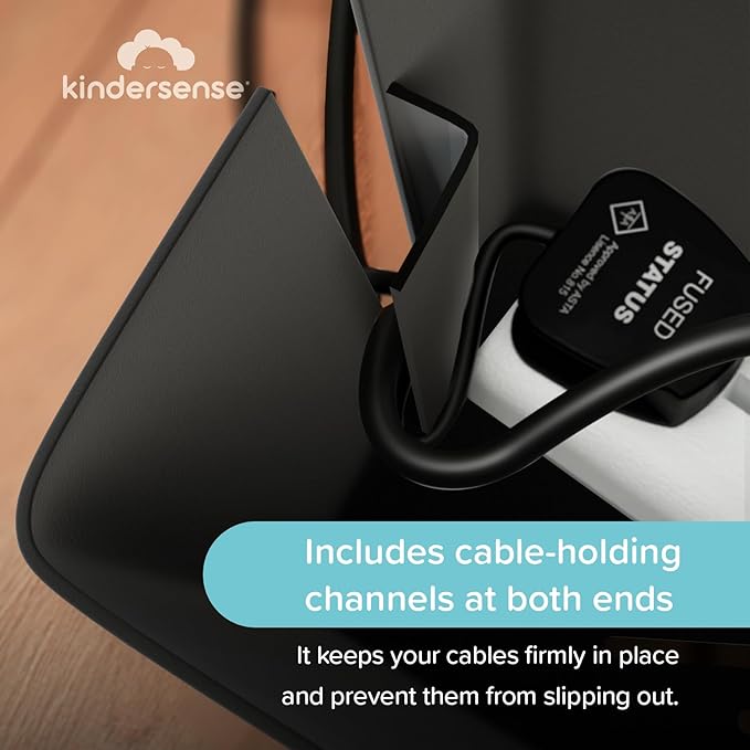 KinderSense® Cable Management Box - Cord Organizer with Child Proof Lock - Cord Hider to Conceal Wires,Power Strips from TV,Computer,Desk and Babies - 12 X 5.25 x 5.25 (Black)