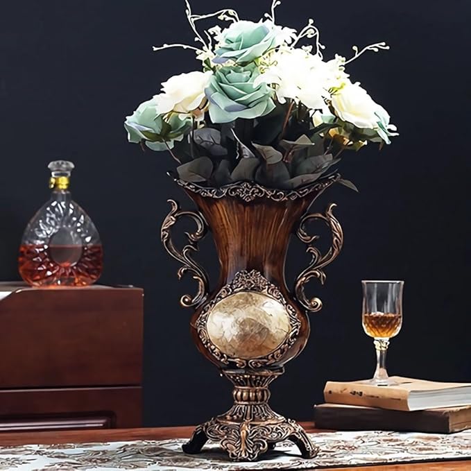 Elegant Large Vases Table Centerpiece for Kitchen Dining Living Room Home Decor, American Tall Big Resin Flowers Chinese Vases for Bedroom Decorations, Best Gift for Friends 14.96in ×9.4in