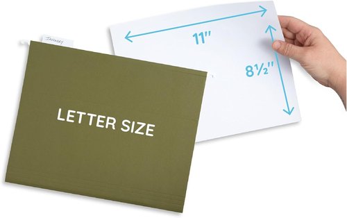 Blue Summit Supplies Hanging File Folders - Reinforced Letter Size, Green | 25 Pack for Organized Filing