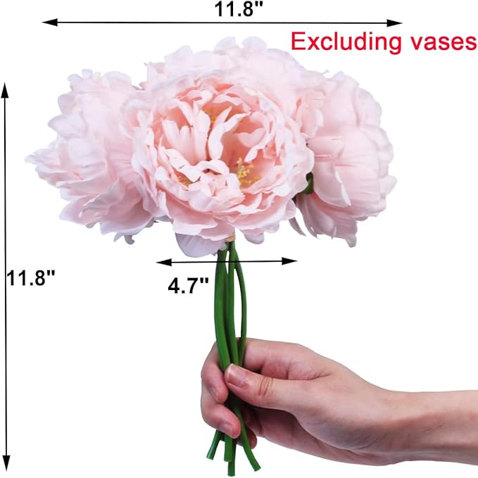 Tinsow Artificial Peony for Home Decoration, 5 Pcs Faux Peonies with Stems, Silk Flowers Bouquet for Wedding Decoration and Flower Arrangement