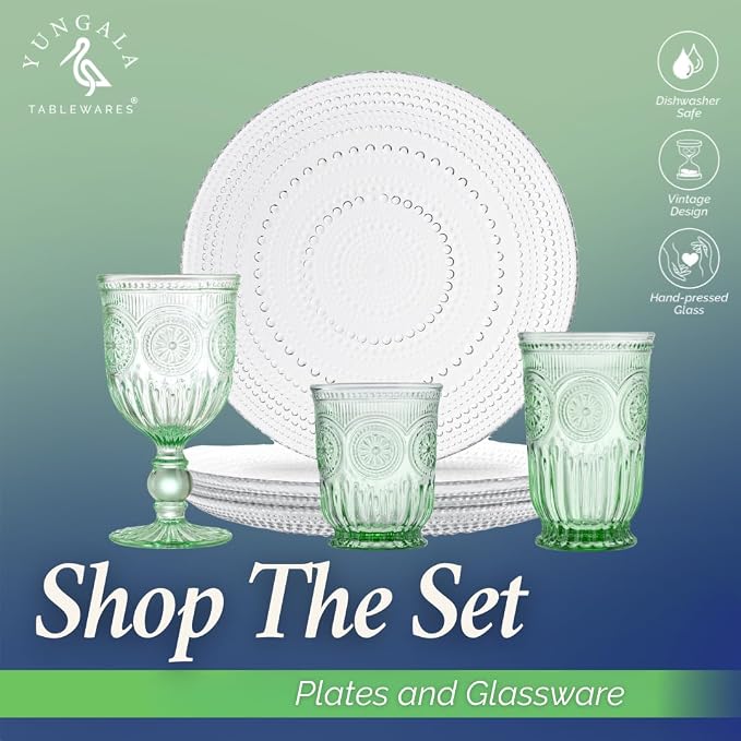 Green Highball Glasses Set of 6 Tall Drinking Glasses 10 oz