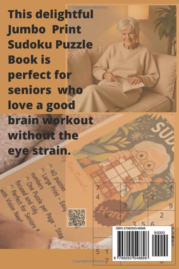 Sudoku for Seniors - Large Print Sudoku Puzzle Book with 40 Challenging Puzzles & Solutions