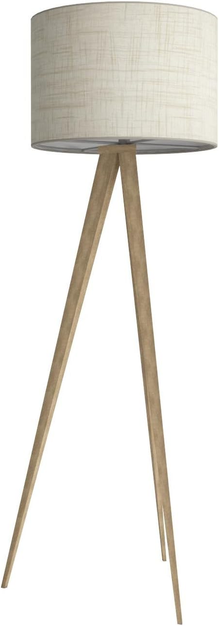 Adesso Floor Lamp with Natural Oak Veneer and Off-White Fabric Lampshade – 3-Way Adjustable Brightness, Lamp for Bedroom, Living Room, and House Décor, 60.25” x 21”