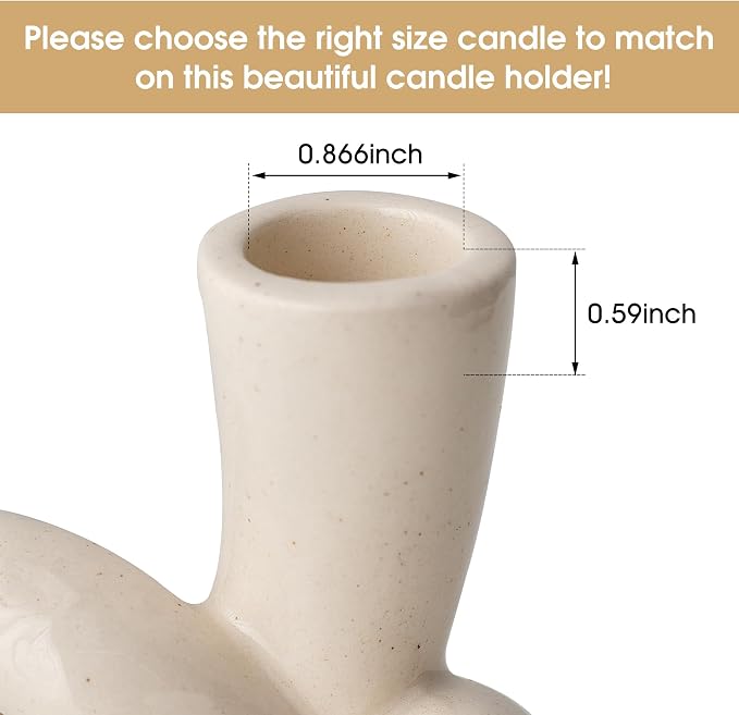 2 Pcs Pretty Ceramic Candle Holder, Modern Abstract Art Candlestick Holder Set, Table Centerpiece Taper Candle Holders Decorations for Home Decor Wedding, Dinning, Party, Mantel, TV Stand, and Kitchen