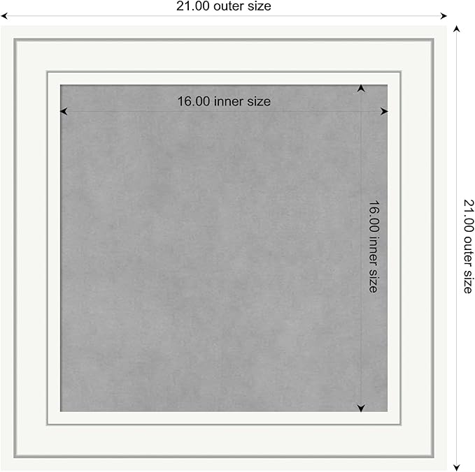 Amanti Art White Framed Magnetic Board 21x21 Small Vision Board for use with Magnets, 100% Metal Sheet to Display Items as Office Decor or for Home Organization in mudroom, Kitchen or Kids Room