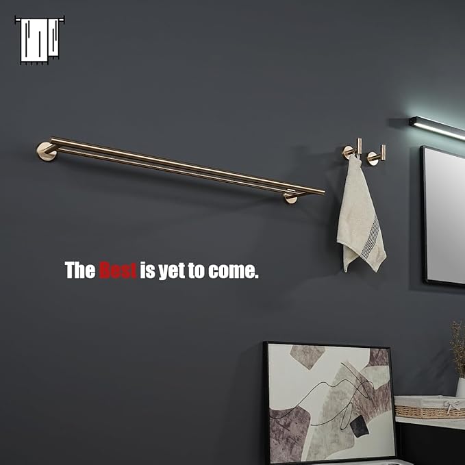 JQK Double Bath Towel Bar, 30 Inch 304 Stainless Steel Thicken 0.8mm Towel Rack for Bathroom, Towel Holder Champagne Bronze Wall Mount, Useable Length 27 Inch, TB100L27-CB
