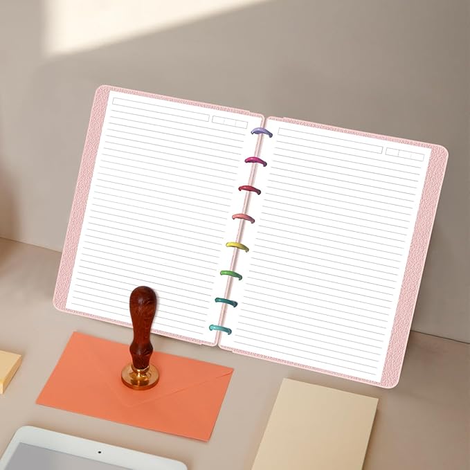 Junior Size Lined Refill Paper - A5 Note-Taking System 8 Disc Discbound Refill Pages, 100Sheets / 200Pages Loose-Leaf Paper, 100gsm, White, 5.8" x 8.3"