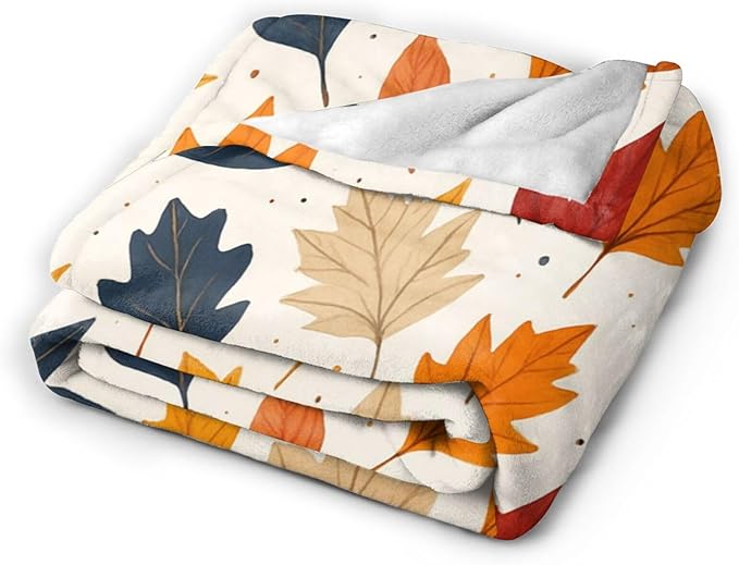 Fall Blanket Autumn Maple Leaf Throw Blanket Fall Soft Cozy Fleece Fuzzy Stuffed Plush Flannel Gifts for Girls Women Boys Kids Adults 40''x50''