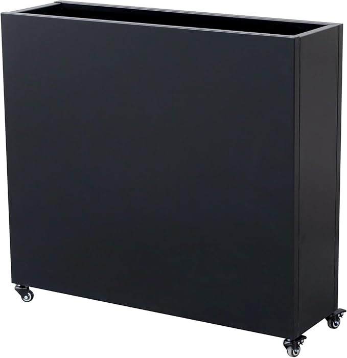 Modern Metal Planter Box with Lockable Wheels – 40” x 36” x 12” – Sleek Indoor/Outdoor Divider for Plants & Flowers – Durable Powder-Coated Steel with Minimalist Design