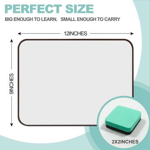 Skiennix 6 Pack Small Whiteboards - Double-Sided Portable Dry Erase Boards for Kids & Teachers | 9"x12" with Markers & Erasers