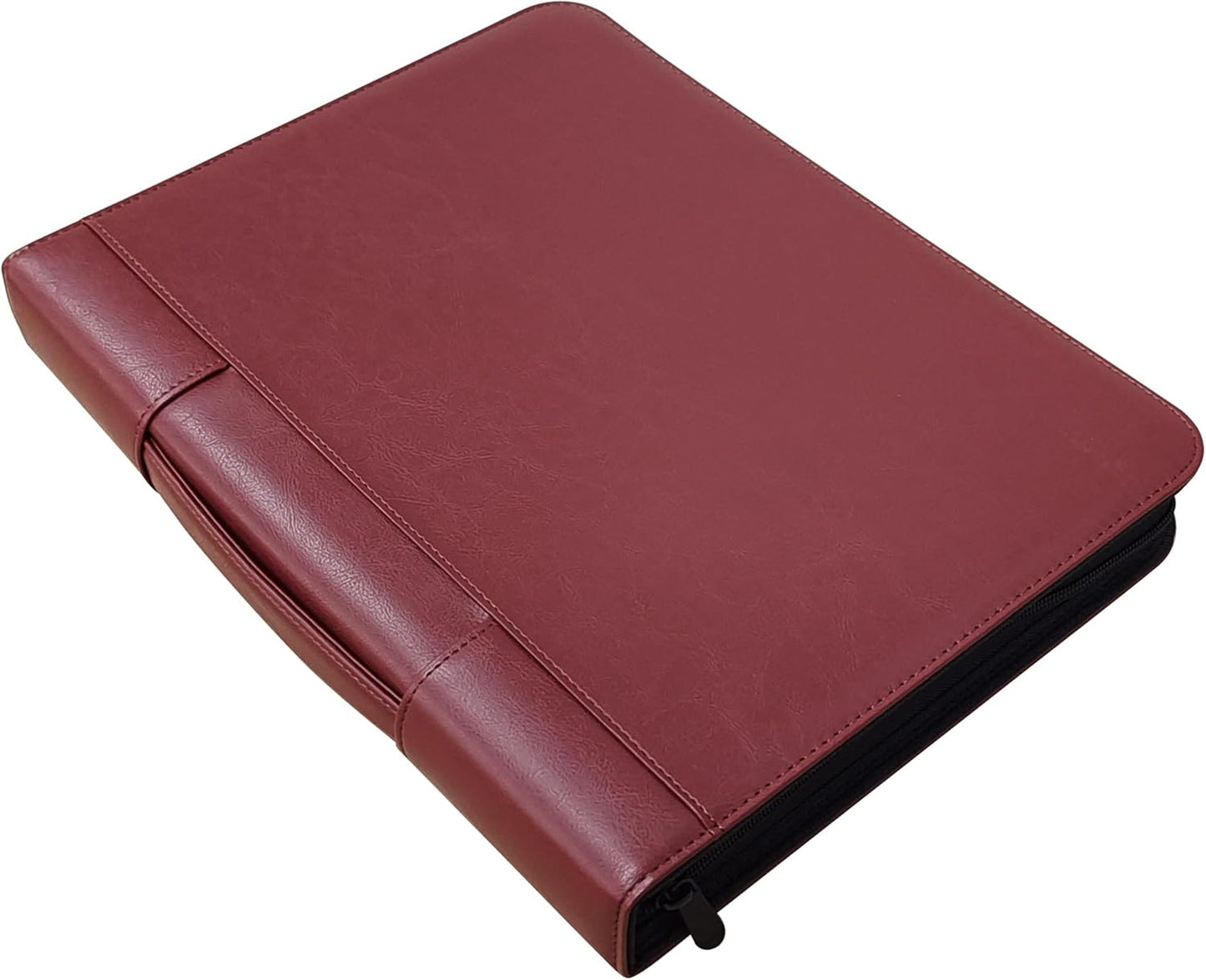 Skiennix Faux Leather Portfolio Binder - Stylish Business Padfolio with Handle & Zippered Organizer (Brown)