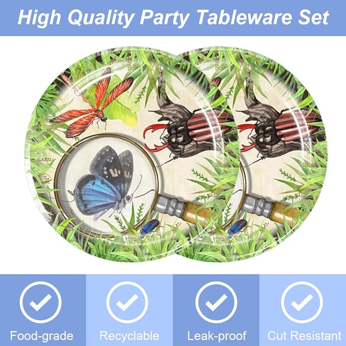 40Pcs Bug Party Decorations Insect Baby Shower Plates and Napkins Set Supplies Favors Bug Birthday Party Decorations
