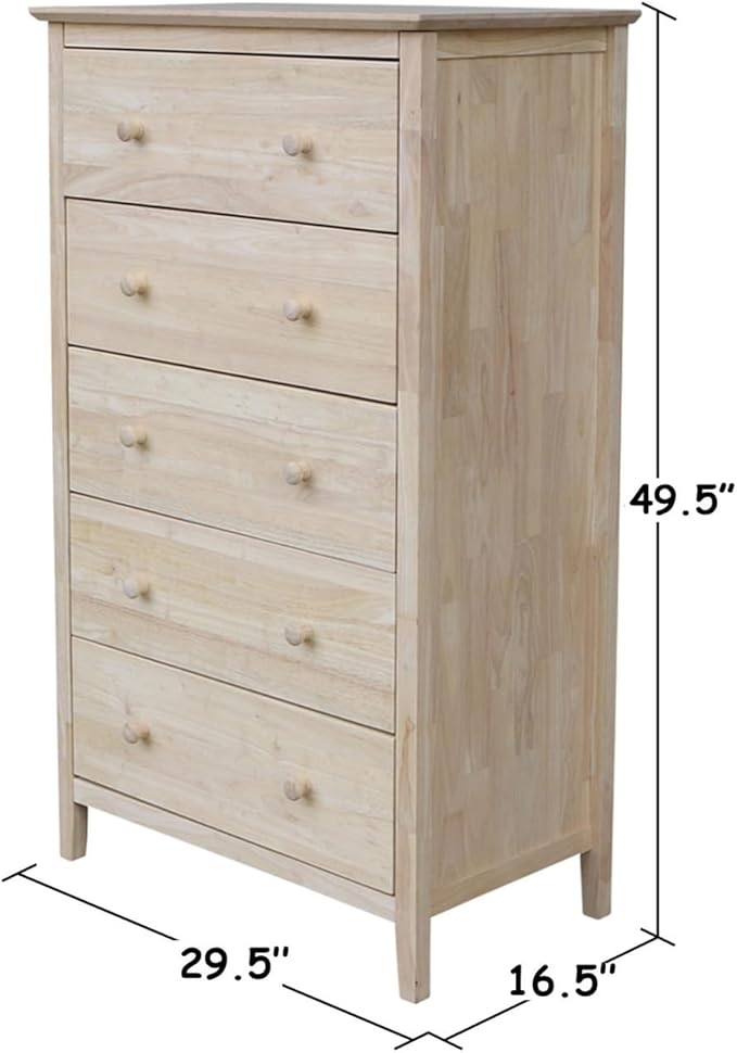 International Concepts Dresser with 5 Drawers ,Unfinished
