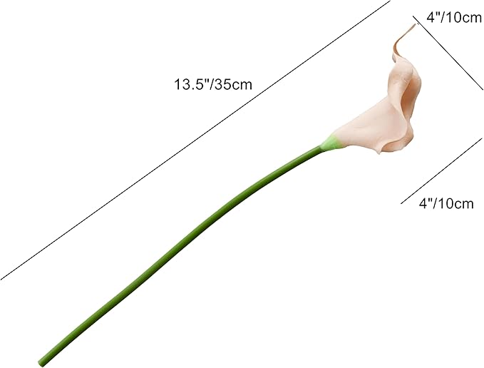 Mandy's PU Champagne Calla Lily Artificial Flowers 20 Stems 13.5in Faux Realistic Centerpiece for Thanksgiving and Christmas Decorations DIY Bridal Bouquet Home Décor