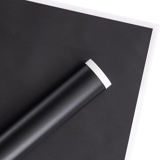 WRAPAHOLIC 20 Sheets Flower Wrapping Paper - 22.4 x 22.4 inch White Trim Black Water-Resistant Floral Bouquet Wrapping Paper, Florist Supplies Packaging Paper for Wedding Birthday Gift DIY