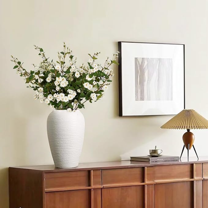 Melorca&Guilla Artificial Plants Fake Flowers,6PCS 29" Artificial Rose for Vase, Long Stems White Artificial Flowers Faux Flower Arrangements for Shop Garden Office Home Décor(6, White Rosa)