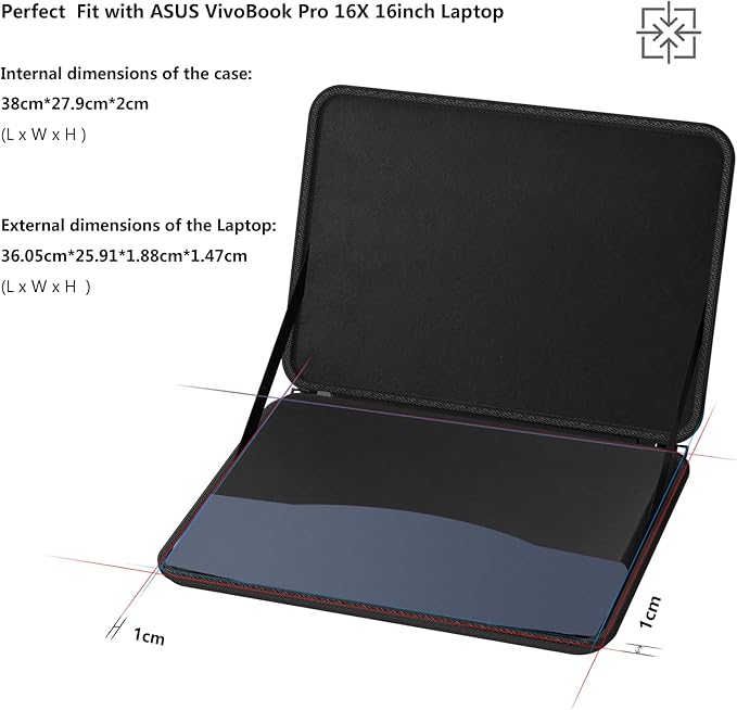 Smatree Hard Shell Case for 16 inch ASUS ROG Strix Scar 16 2025 G635/2024 Gaming Laptop, for 16inch ASUS ROG Strix G16 2025/2024 G614, for 16 inch ASUS VivoBook 16X/Pro 16X, 16inch ASUS Laptop Sleeve