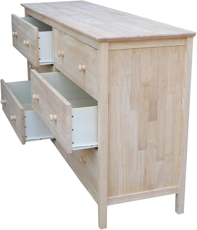 International Concepts Dresser with 6 Drawers, Unfinished