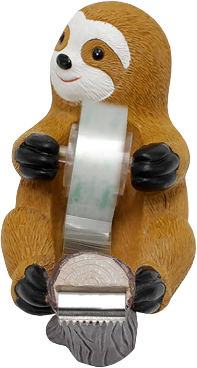 Sloth Tape Dispenser, Cute Desk Tape Holder, Adhesive Tape Cutter with High Toughness Material, Fun Office Stationery for Home School Office Use, Portable and Decorative
