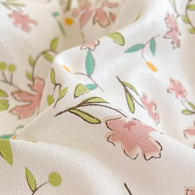 Girls Pink Floral Duvet Cover Twin XL Soft 100% Cotton Aesthetic Flower Bedding Set Vintage Botanical Comforter Cover Breathable Cottagecore Bedding Set 1 Twin XL Duvet Cover with 2 Pillowcases