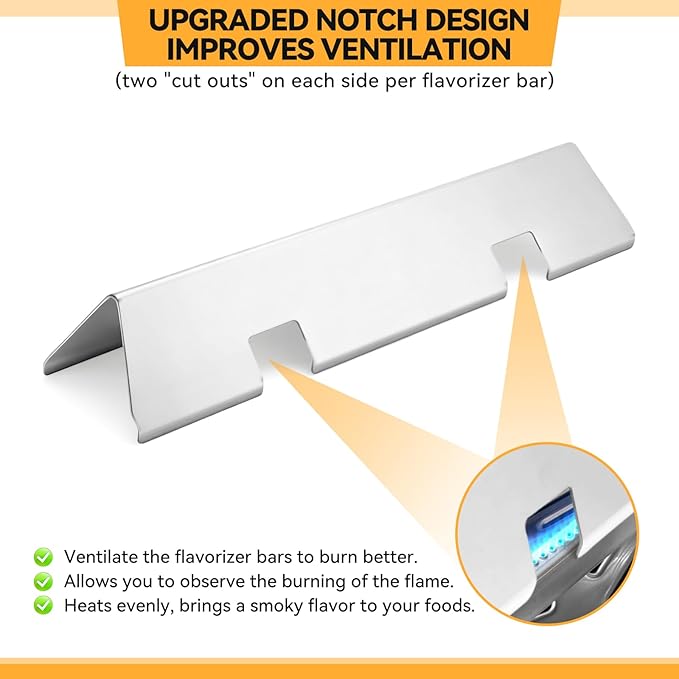 KifonMetals 15.3 Inch Flavorizer Bars for Weber Spirit I & II 200 Gas Grill with Front-Mounted Knobs, for Spirit E210 S210 E220 S220, Stainless Steel, 3 PCS, for Weber Spirit Grill Parts 7635