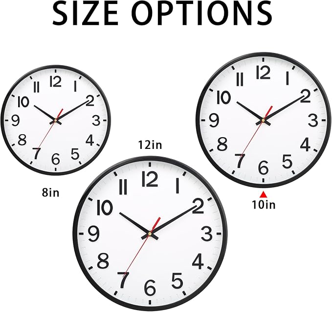Wall Clocks Battery Operated 10 inch Modern Wall Clock,Silent Non Ticking Wall Clock for Living Room Bedroom Kitchen Office Classroom Decor (White and Black)
