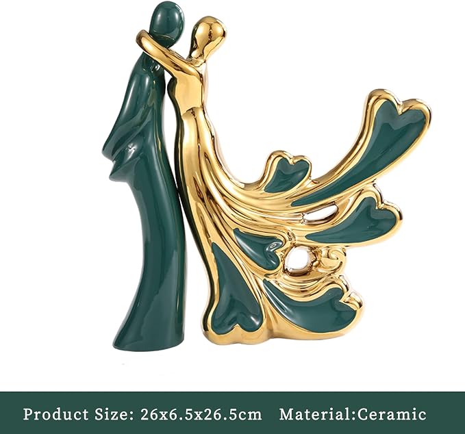 Couple Statue - Abstract Ceramic Dancing Couple Figurine, Romantic Love Statue for Modern Home Decor, Living Room, Bedroom, Shelf, Office, Perfect Wedding, Anniversary & Housewarming Gift(Lovers)