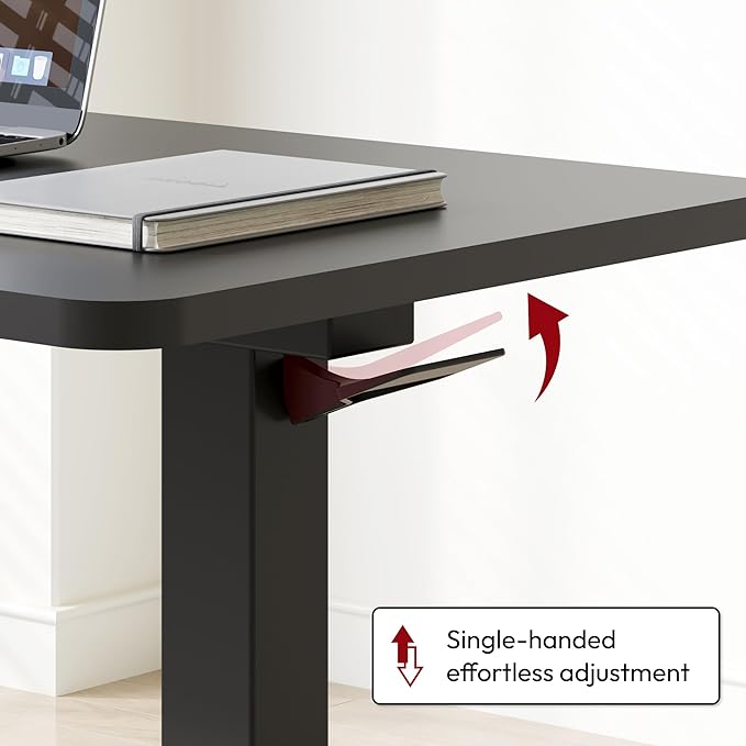 SANODESK Mobile Standing Desk with Hidden Wheels,Pneumatic Laptop Desk Rolling Computer Cart Movable Height Adjustable Small Sit Stand Desk for Home Office(31.5" W x 17.7" D, Black)