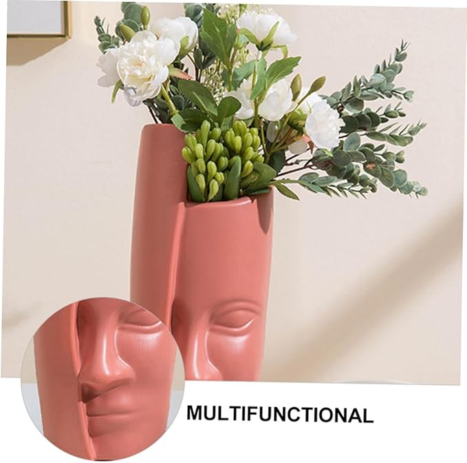 Abstract Face Plastic Vase Lightweight Decorative Flower Pot for Home and Office Modern Artistic Dry Flower Container Stylish Household Ornament