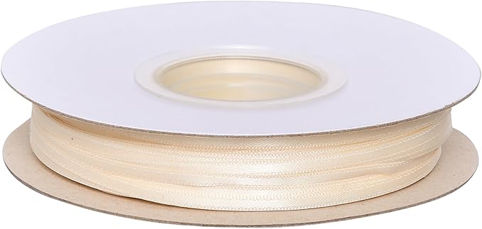 YAMA Ivory Double Faced Satin Ribbon, 1/8 Inch 100 Yards, Cream Ribbon for Gift Wrapping Crafts Hair Bows Wedding Party Decoration