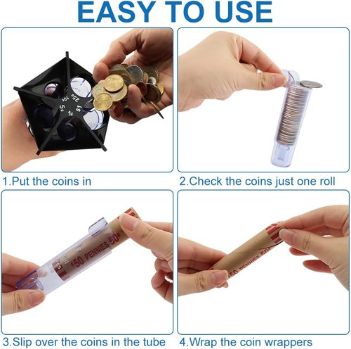 Coin Counter Sorter - 5-in-1 Change Sorting Machine with Coin Wrappers for Quick & Accurate Sorting