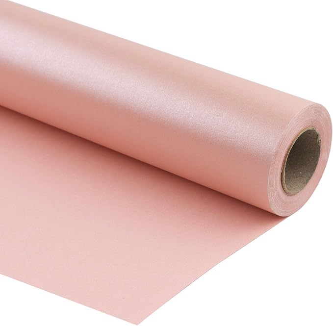 RUSPEPA Pink Gift Wrapping Paper, Jumbo Roll, Pink Solid Color Pearly Shiny Silk Gift Paper for Valentine's Day, Wedding, Birthday, Christmas, Baby Shower Girls, Anniversary, 30 inches x 32.8 feet