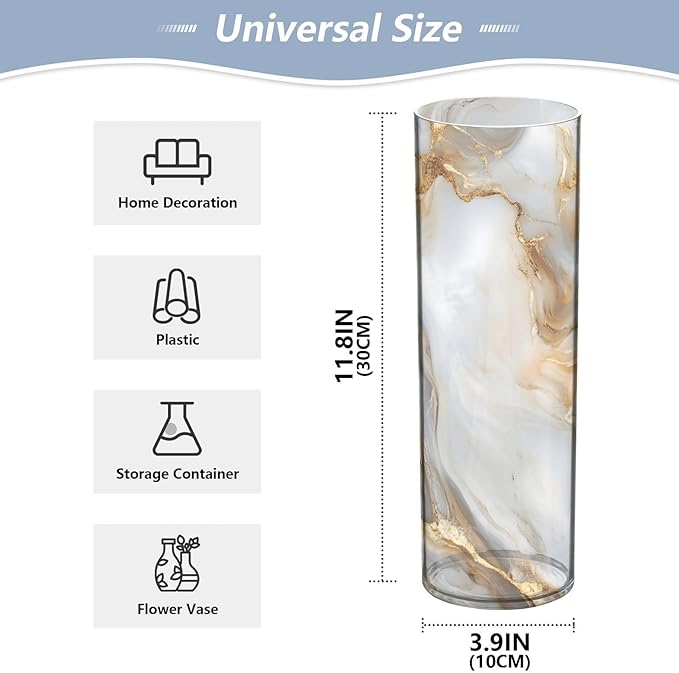 ALAZA White Gold Marble Pattern Flower Vases for Home Decor Kitchen Bedroom Living Room Bathroom Office Table Decorations
