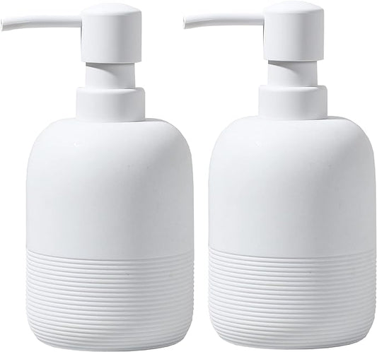 GalDal White Soap Lotion Dispenser with A Spare Pump,Liquid Hand Soap Dispenser Sets for Bathroom Countertop,2pcs/Set Soap Dispenser for Kitchen