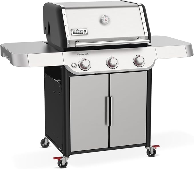 Weber Genesis S-315 Liquid Propane Gas Grill for Outdoor Grilling, 3 Burners, Stainless Steel