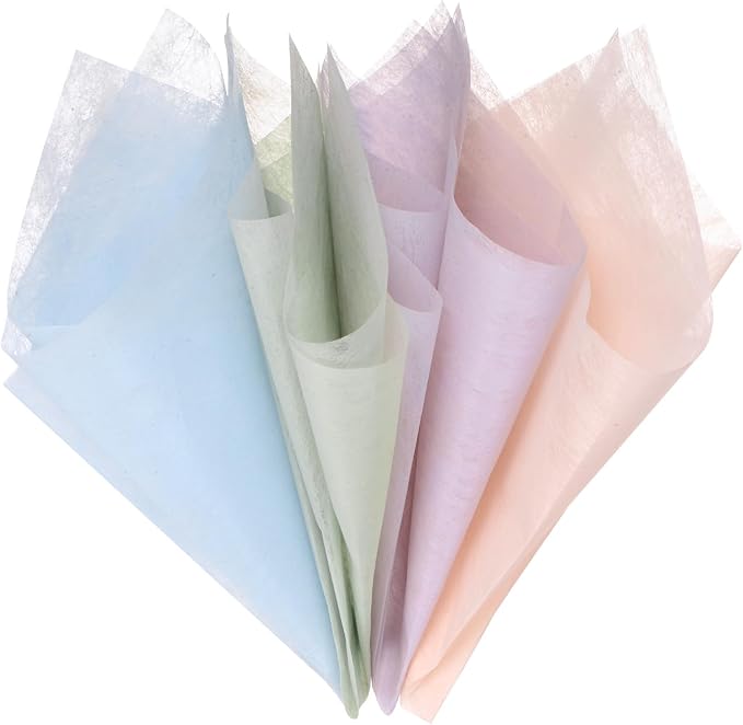 M METERXITY 152 Sheet Korean Cotton Wrapping Flower Paper - Floral Wrapping Paper Waterproof Bouquet Wrapping Paper Apply to Gift Packaging(11.8x11.8inches, Green+Purple+Pink+Blue)