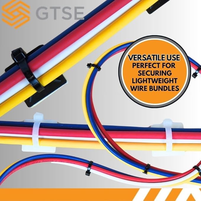 GTSE 12,000 Full Carton Of Black Screw Mounts, Zip Ties Up To 0.35" Wide, Saddle Type Zip Tie Anchors