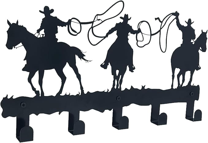 ZORISE Western Cowboy Coat Hooks - Wall Art Decor and Key Holder, Clothes, Hat, and Backpack Hanger, Sweet Home Storage Decor for Entryway, Hallway, Office, Kitchen, and Living Room